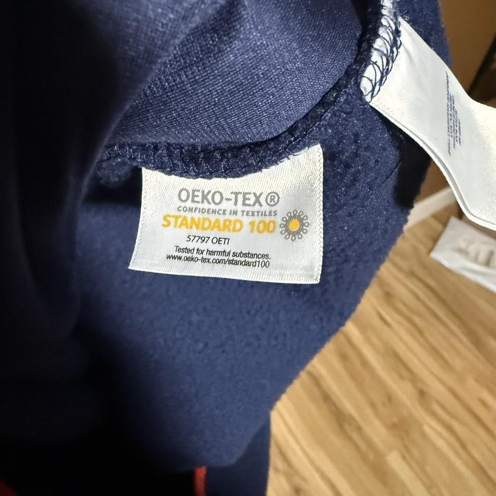 Lands End Mens Medium Fleece Sweatshirt Shirt Quarter Snap Pullover Pockets Blue - Picture 5 of 7